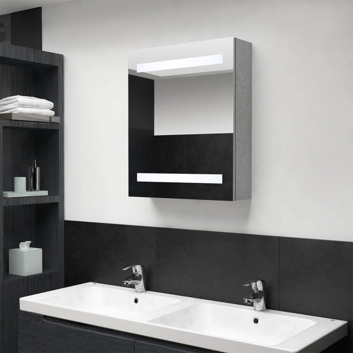 Dulap de baie cu oglindă și LED, gri beton, 50x14x60 cm - WALTI WALTI