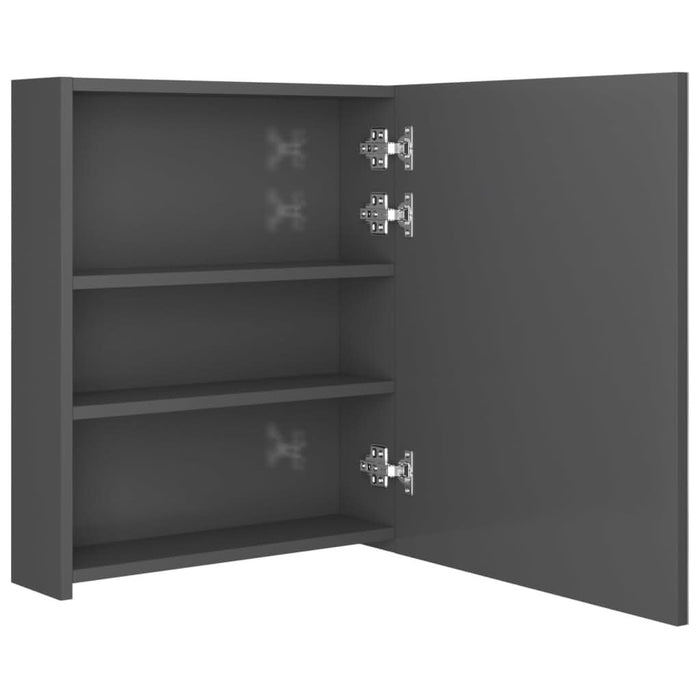 Dulap de baie cu oglindă și LED, gri strălucitor, 50x14x60 cm - WALTI WALTI