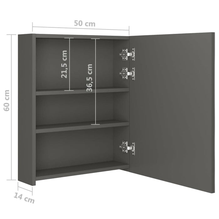 Dulap de baie cu oglindă și LED, antracit, 50x14x60 cm - WALTI WALTI