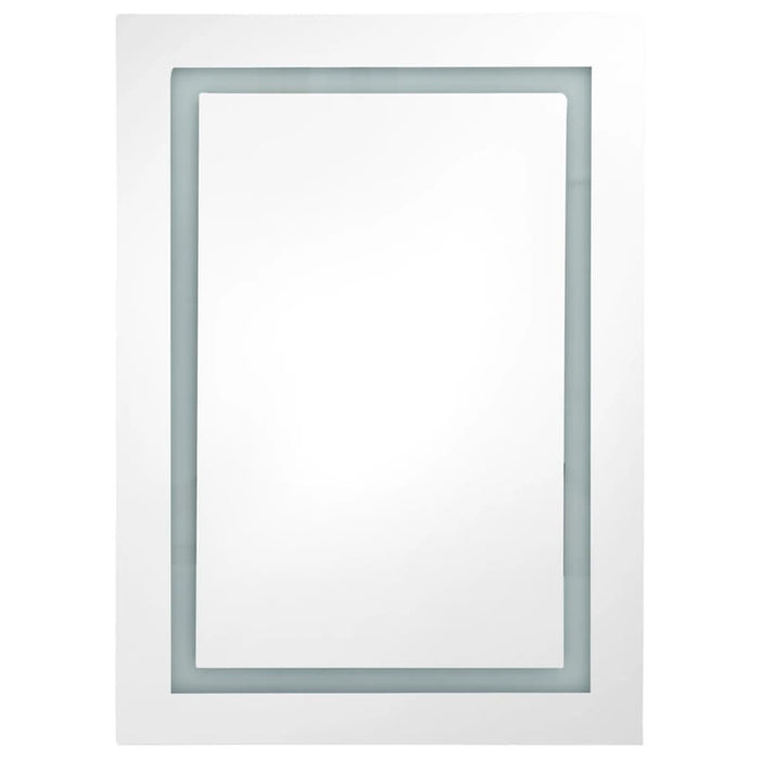 Dulap de baie cu oglindă și LED, alb și stejar, 50x13x70 cm - WALTI WALTI