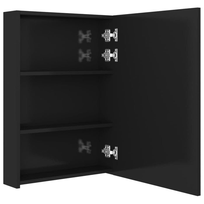 Dulap de baie cu oglindă și LED, negru strălucitor, 50x13x70 cm - WALTI WALTI