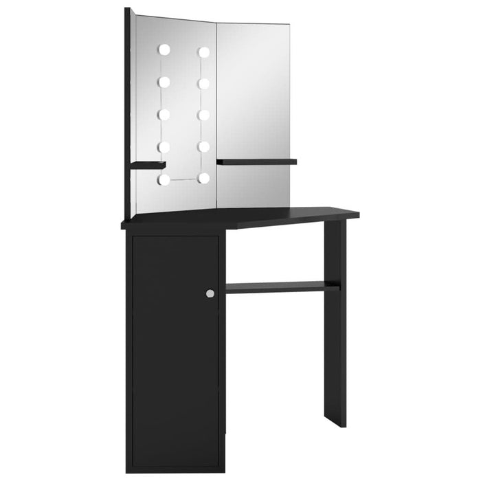 Masă de toaletă de colț, cu LED, negru, 111x54x141,5 cm - WALTI WALTI