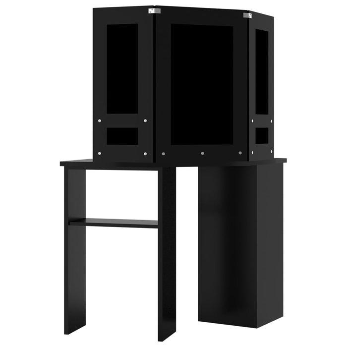 Masă de toaletă de colț, cu LED, negru, 111x54x141,5 cm - WALTI WALTI