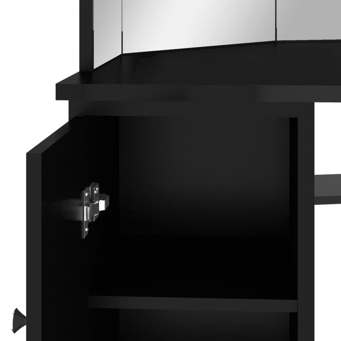 Masă de toaletă de colț, cu LED, negru, 111x54x141,5 cm - WALTI WALTI