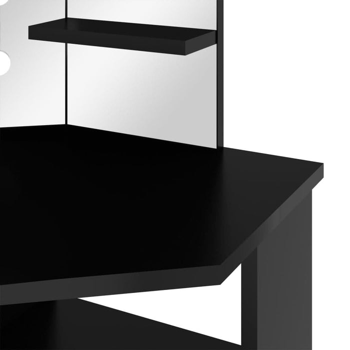 Masă de toaletă de colț, cu LED, negru, 111x54x141,5 cm - WALTI WALTI