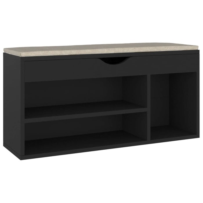 Banchetă pantofar cu pernă, negru, 104x30x49 cm, lemn prelucrat - WALTI WALTI