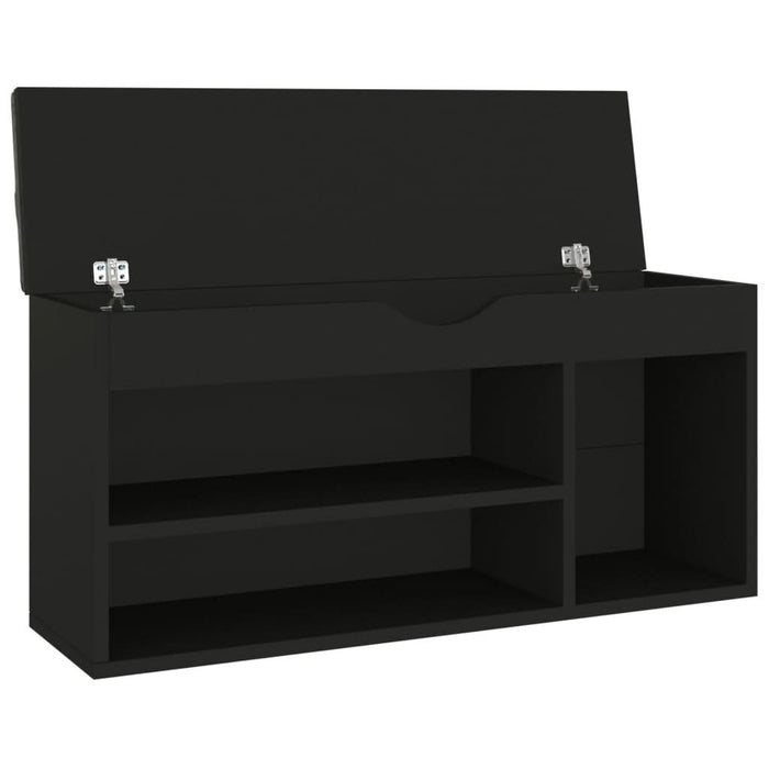 Banchetă pantofar cu pernă, negru, 104x30x49 cm, lemn prelucrat - WALTI WALTI