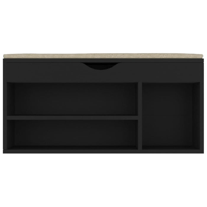 Banchetă pantofar cu pernă, negru, 104x30x49 cm, lemn prelucrat - WALTI WALTI