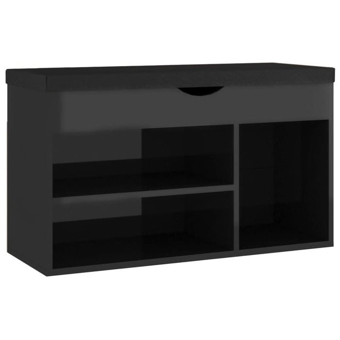 Pantofar cu pernă, negru extralucios 80x30x47cm, lemn prelucrat - WALTI WALTI
