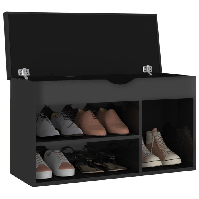 Pantofar cu pernă, negru extralucios 80x30x47cm, lemn prelucrat - WALTI WALTI