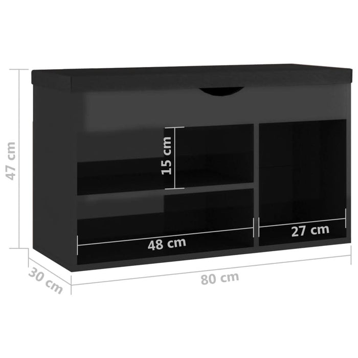 Pantofar cu pernă, negru extralucios 80x30x47cm, lemn prelucrat - WALTI WALTI