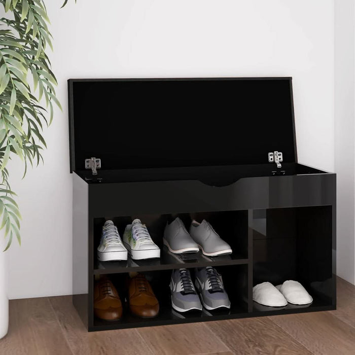 Pantofar cu pernă, negru extralucios 80x30x47cm, lemn prelucrat - WALTI WALTI