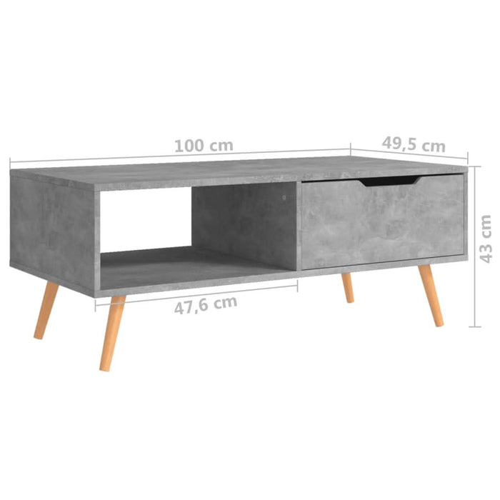 Măsuță de cafea, gri beton, 100x49,5x45 cm, lemn prelucrat - WALTI WALTI