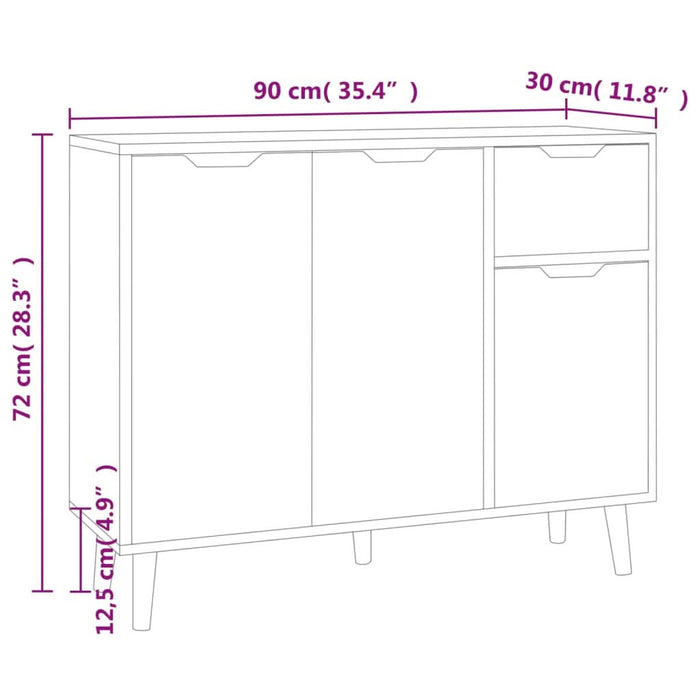 Servantă, gri beton, 90x30x72 cm, lemn prelucrat - WALTI WALTI