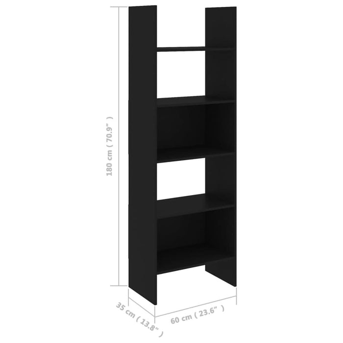 Bibliotecă, negru, 60x35x180 cm, PAL - WALTI WALTI