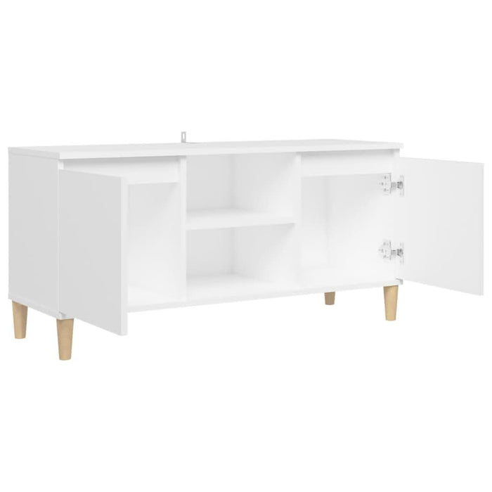 Comodă TV cu picioare din lemn masiv, alb, 103,5x35x50 cm - WALTI WALTI