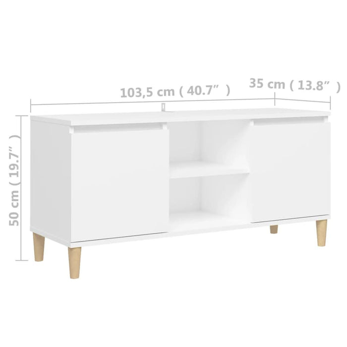 Comodă TV cu picioare din lemn masiv, alb, 103,5x35x50 cm - WALTI WALTI