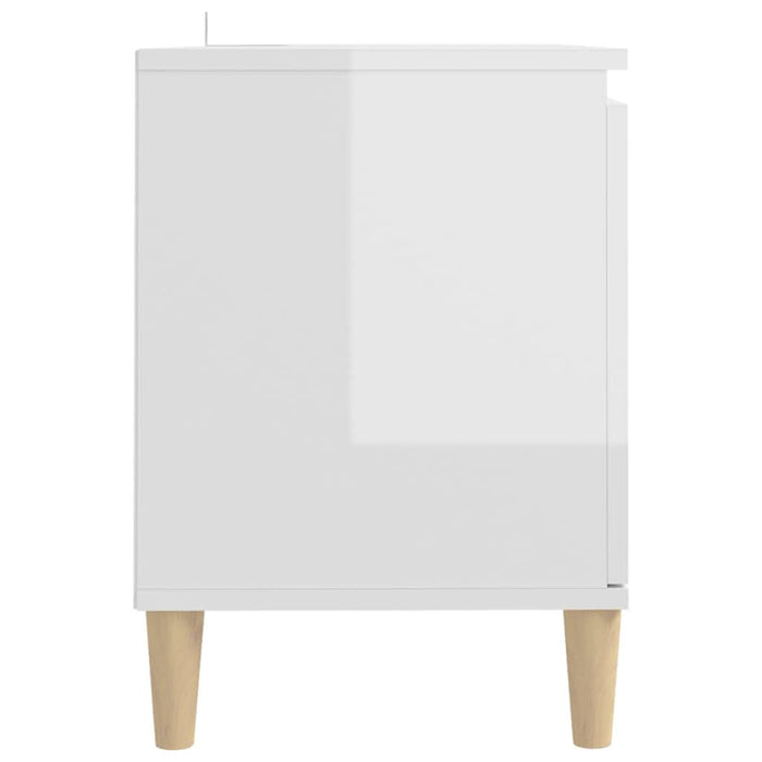 Comodă TV & picioare lemn masiv alb extralucios 103,5x35x50 cm - WALTI WALTI