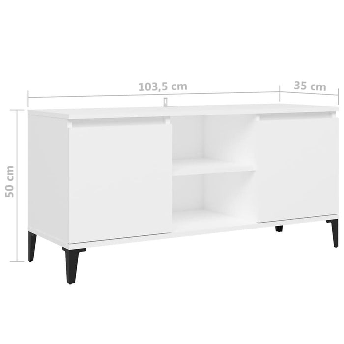 Comodă TV cu picioare metalice, alb, 103,5x35x50 cm - WALTI WALTI