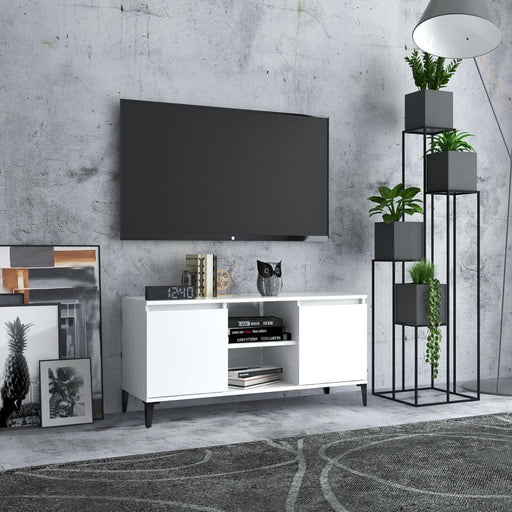 Comodă TV cu picioare metalice, alb, 103,5x35x50 cm - WALTI WALTI