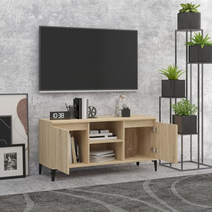 Comodă TV cu picioare metalice, stejar sonoma, 103,5x35x50 cm - WALTI WALTI