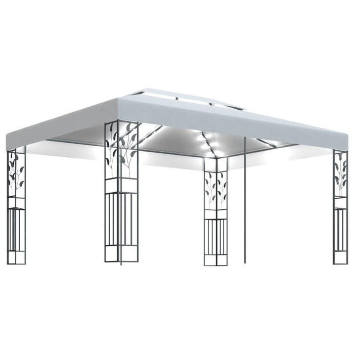 Pavilion cu acoperiș dublu & șiruri de lumini LED, alb, 3x4 m - WALTI WALTI