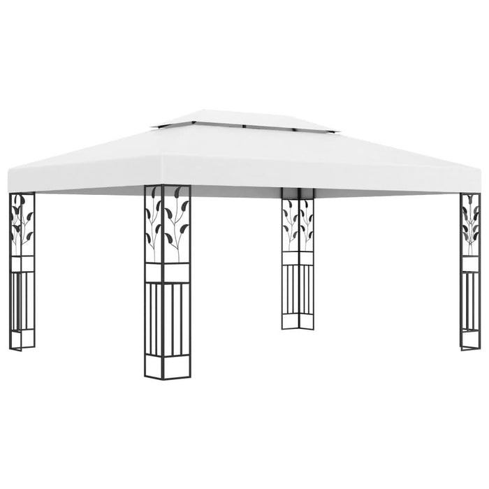 Pavilion cu acoperiș dublu & șiruri de lumini LED, alb, 3x4 m - WALTI WALTI
