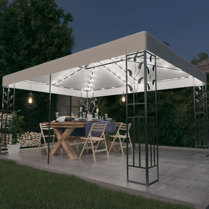 Pavilion cu acoperiș dublu & șiruri de lumini LED, alb, 3x4 m - WALTI WALTI