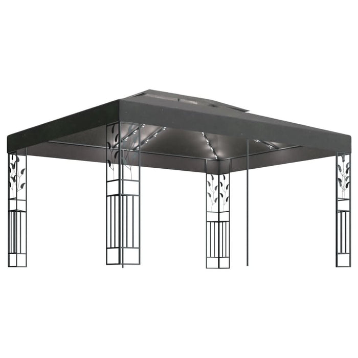 Pavilion cu acoperiș dublu&șiruri de lumini LED,antracit, 3x4 m - WALTI WALTI