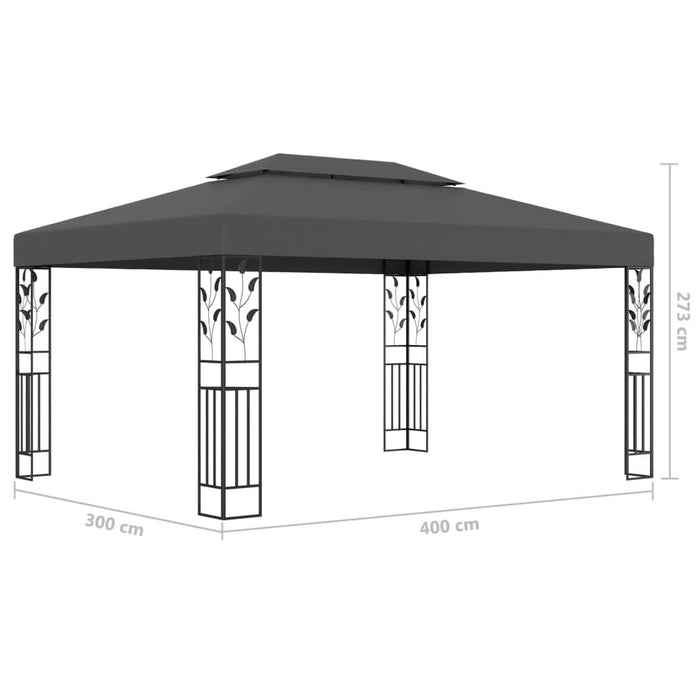 Pavilion cu acoperiș dublu&șiruri de lumini LED,antracit, 3x4 m - WALTI WALTI