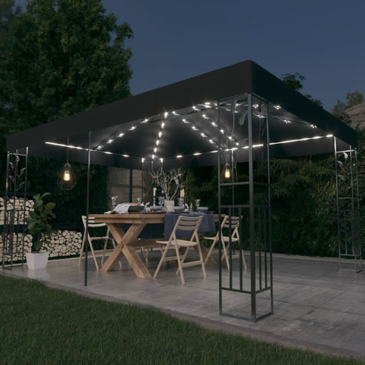 Pavilion cu acoperiș dublu&șiruri de lumini LED,antracit, 3x4 m - WALTI WALTI