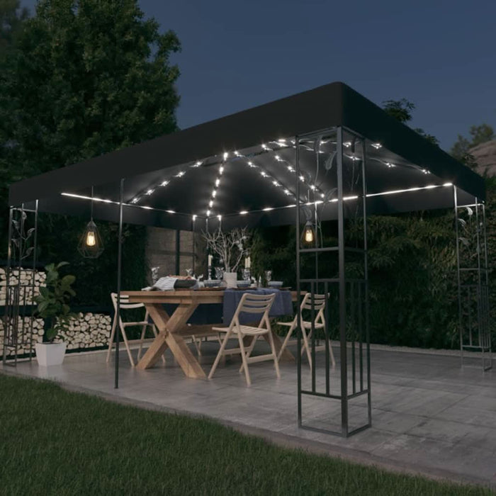Pavilion cu acoperiș dublu&șiruri de lumini LED,antracit, 3x4 m - WALTI WALTI