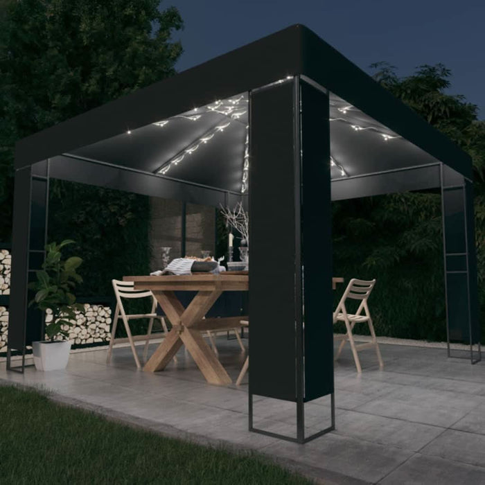 Pavilion cu acoperiș dublu & lumini LED, antracit, 3x3 m - WALTI WALTI