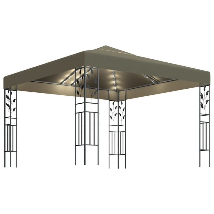 Pavilion cu șiruri de lumini LED, gri taupe, 3x3m, - WALTI WALTI