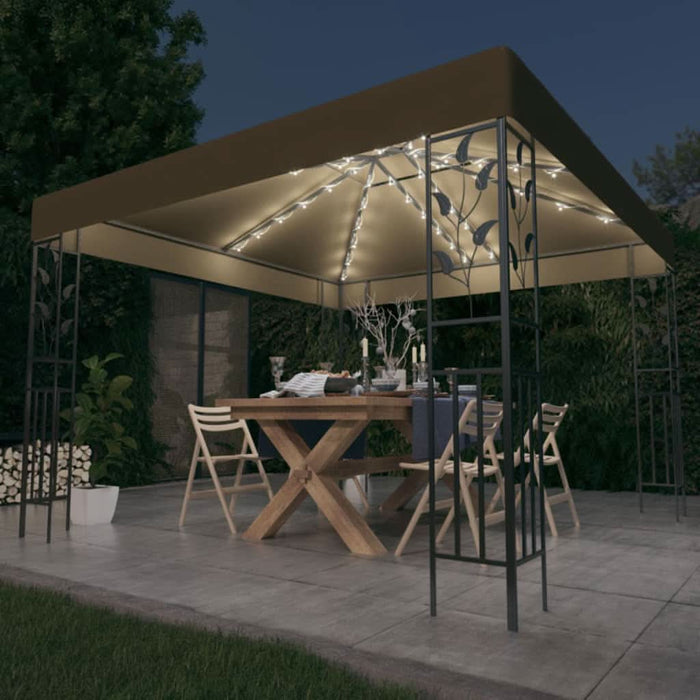 Pavilion cu șiruri de lumini LED, gri taupe, 3x3m, - WALTI WALTI