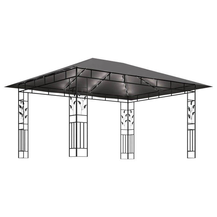 Pavilion cu plasă anti-țânțari&lumini LED, antracit, 4x3x2,73 m - WALTI WALTI