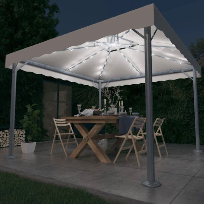 Pavilion cu șiruri de lumini LED, crem, 300x300 cm, aluminiu - WALTI WALTI