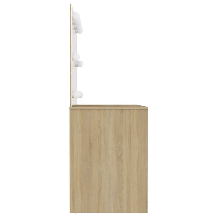 Masă de machiaj cu lumini LED, stejar, 110x55x145 cm, MDF - WALTI WALTI