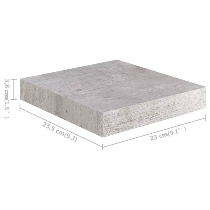 Rafturi perete suspendate 2 buc. gri beton 23x23,5x3,8 cm MDF - WALTI WALTI