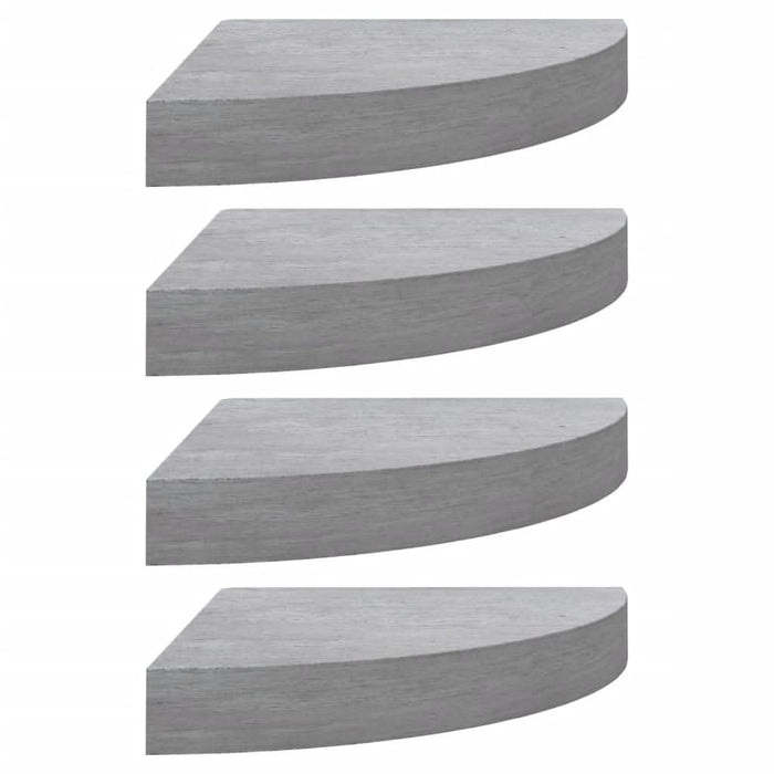 Rafturi de colț de perete, 4 buc., gri beton, 25x25x3,8 cm, MDF - WALTI WALTI