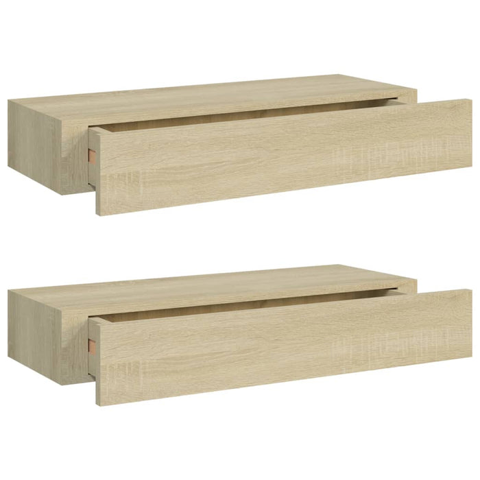 Dulapuri de perete cu sertare 2 buc. stejar 60x23,5x10 cm MDF - WALTI WALTI