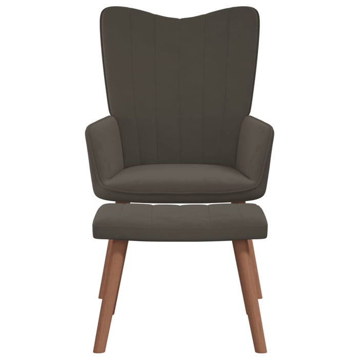 Scaun de relaxare cu taburet, gri închis, catifea - WALTI WALTI