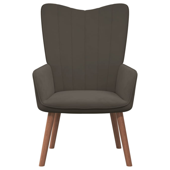 Scaun de relaxare cu taburet, gri închis, catifea - WALTI WALTI