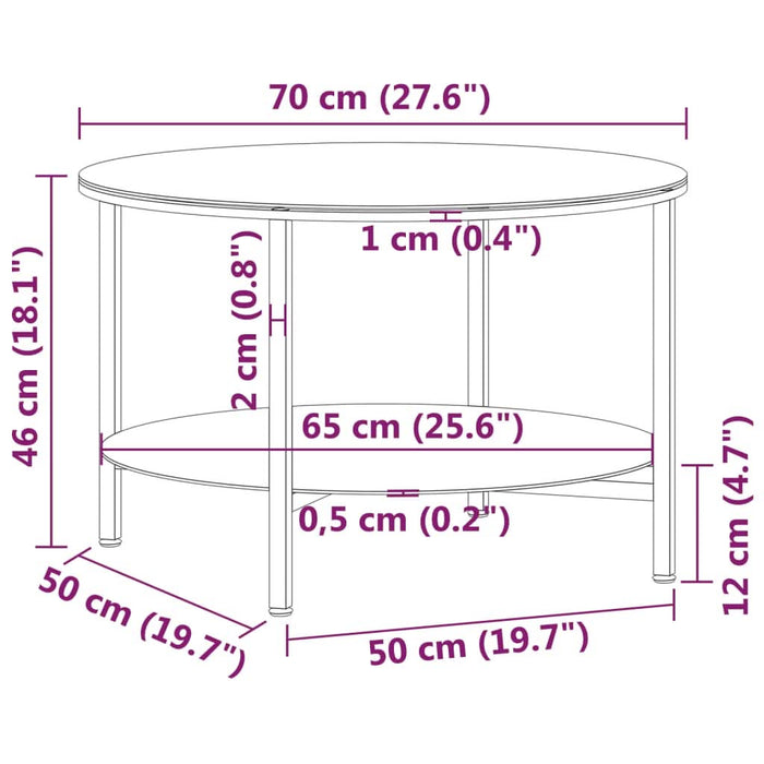 Masă de ceai ,negru și transparent, 70 cm, sticlă securizată - WALTI WALTI