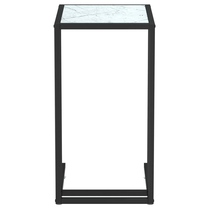 Masă laterală de calculator, alb marmură, 50x35x65 cm, sticlă - WALTI WALTI