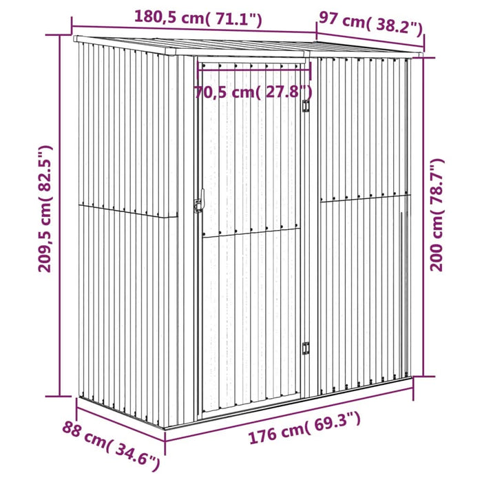 Șopron de grădină 180,5x97x209,5 cm oțel galvanizat aspect lemn - WALTI WALTI