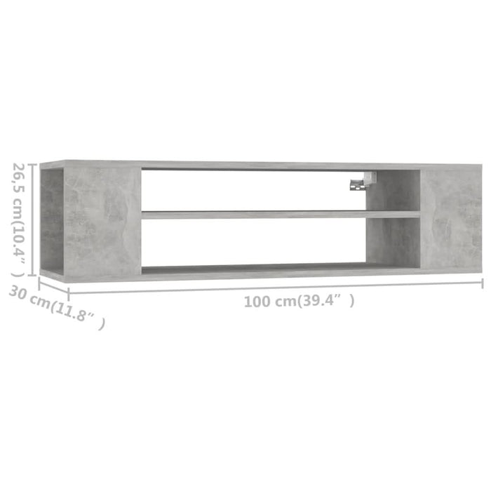 Dulap TV suspendat, gri beton, 100x30x26,5 cm, PAL - WALTI WALTI