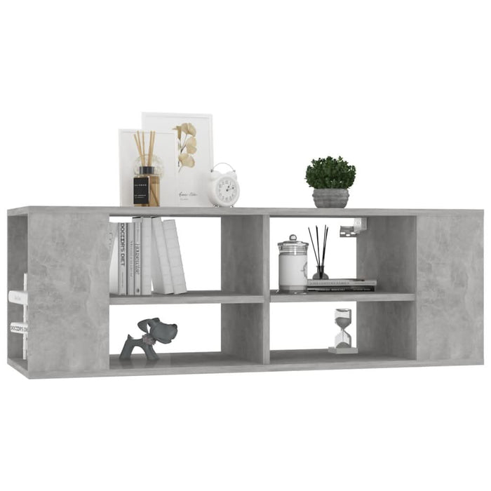 Dulap TV montat pe perete, gri beton, 102x35x35 cm, PAL - WALTI WALTI