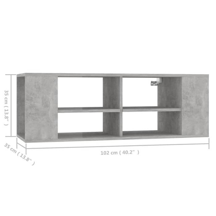 Dulap TV montat pe perete, gri beton, 102x35x35 cm, PAL - WALTI WALTI