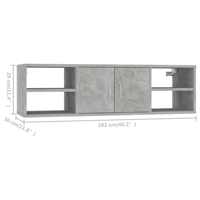 Raft de perete, gri beton, 102x30x29 cm, PAL - WALTI WALTI
